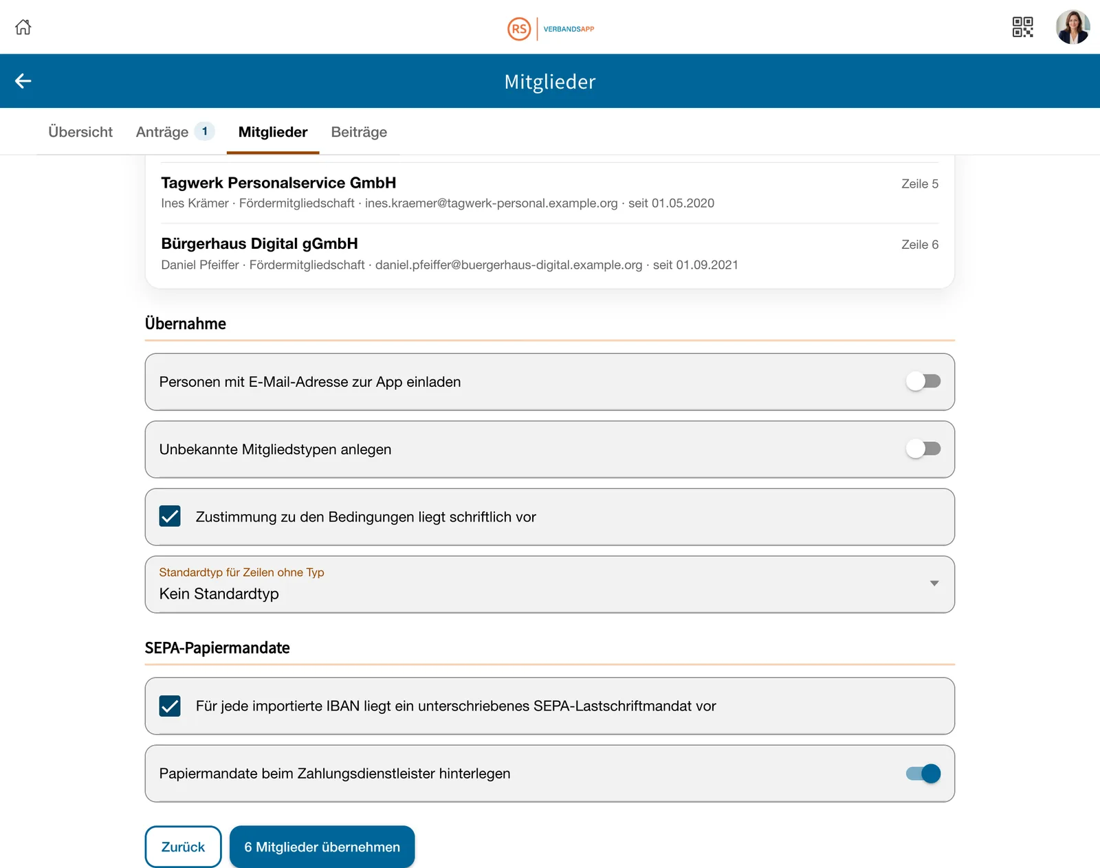 Optionen der Übernahme mit den Zusicherungen zu Bedingungen und Papiermandaten