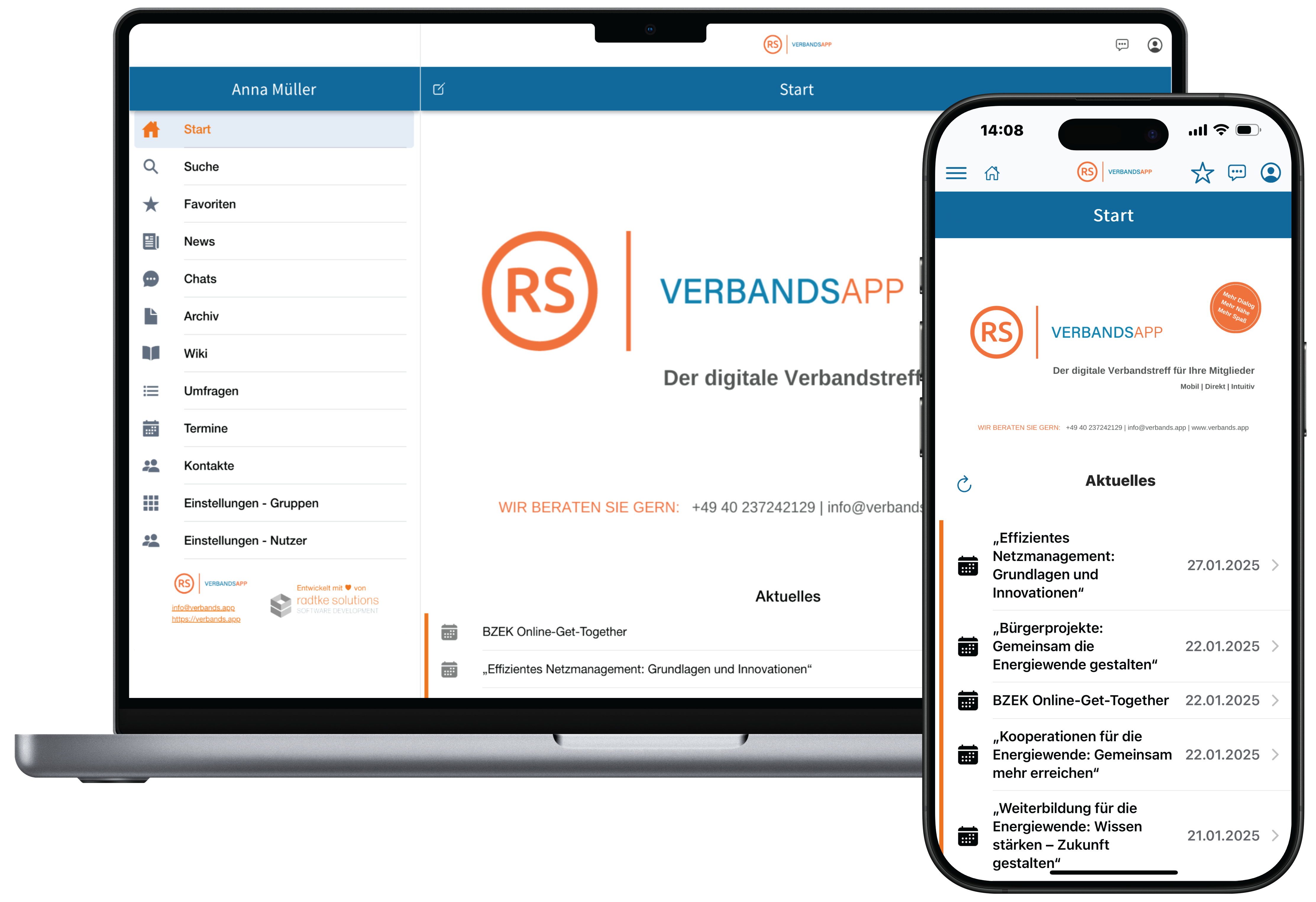 Mockup der Verbands App